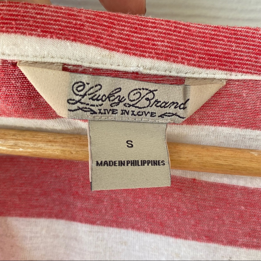 LUCKY BRAND Red & White Stripe Front Pocket Thermal Long Sleeve Top - Picture 3 of 14